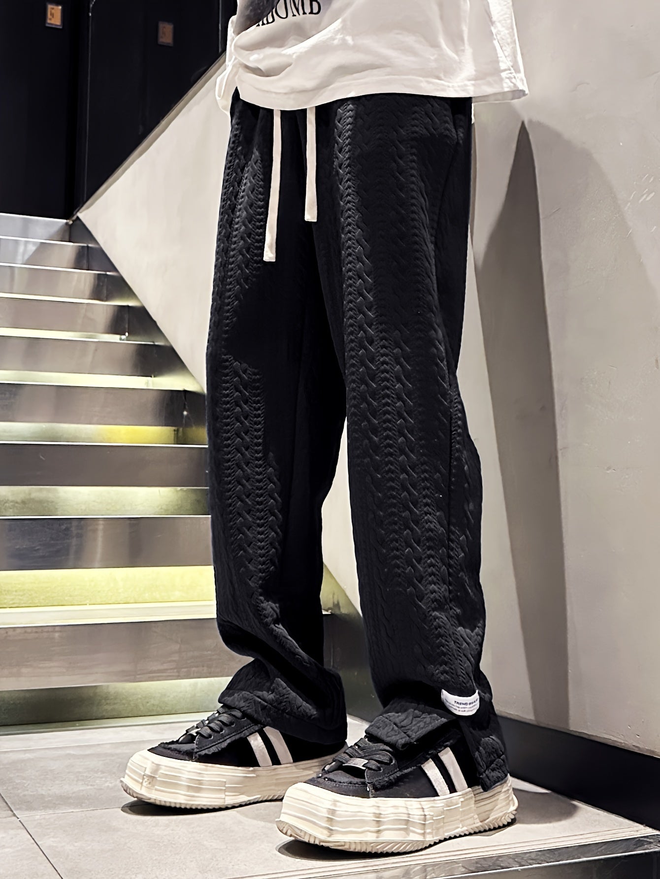 Drawstring Sweatpants Loose Fit Pants Men's Casual Baggy Pants Straight Leg Trousers For Spring Autumn Streetwear