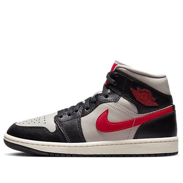 (WMNS) Air Jordan 1 Mid 'Black Gym Red Grey' BQ6472-060 Classic Sneakers