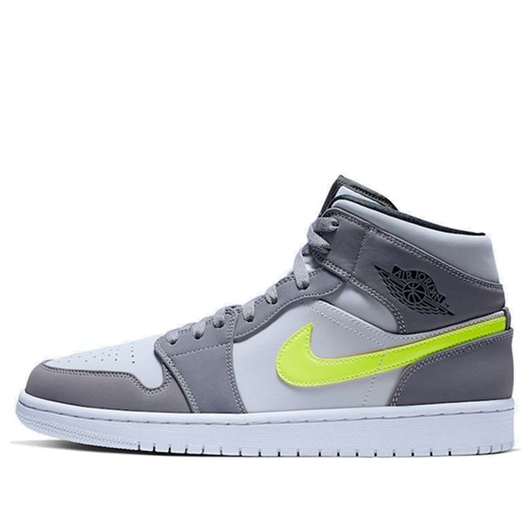 Air Jordan 1 Mid 'Gunsmoke Volt' 554724-072 Signature Shoe