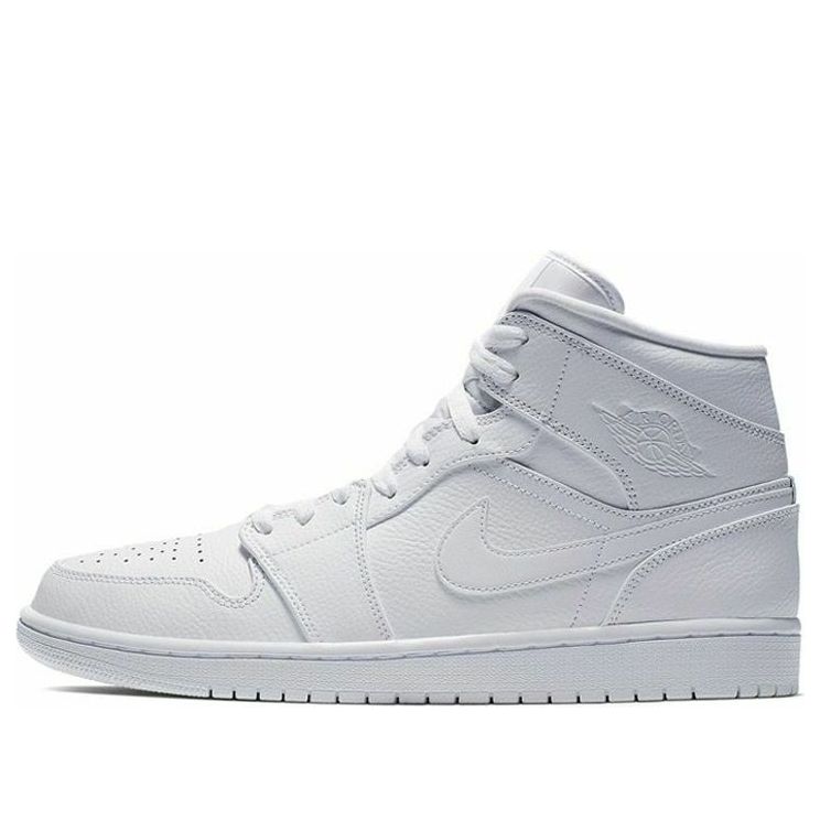 Air Jordan 1 Mid 'Triple White 2019' 554724-129 Signature Shoe