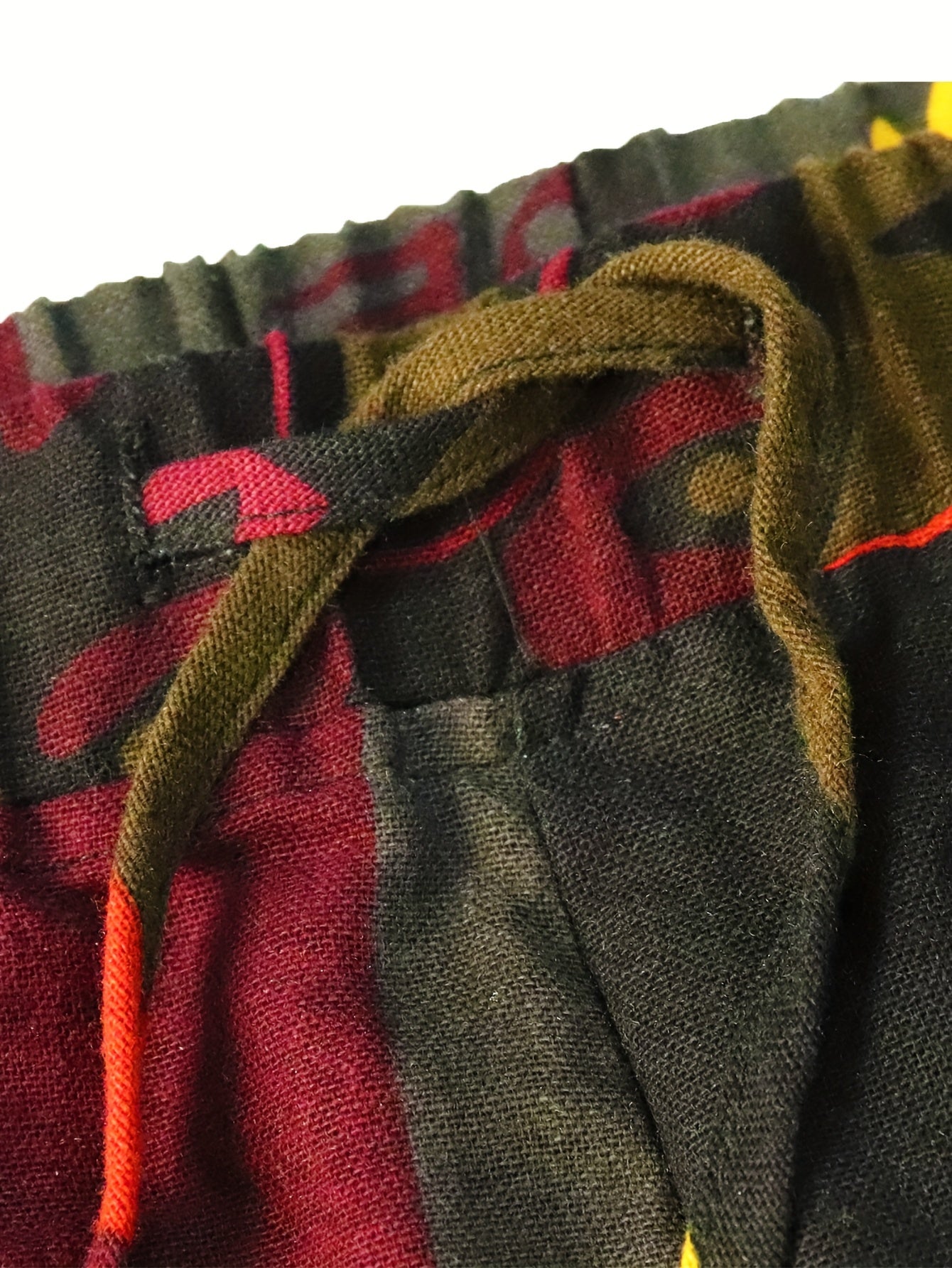 Cotton & Linen Blend Color Block Tribal Pattern Drawstring Harem Pants Loose Fit Pants Men's Casual Joggers For Men Winter Fall Running Jogging